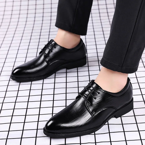 Luxury Pointed Toe Men's Leather Dress Shoes for Formal & Casual Occasions